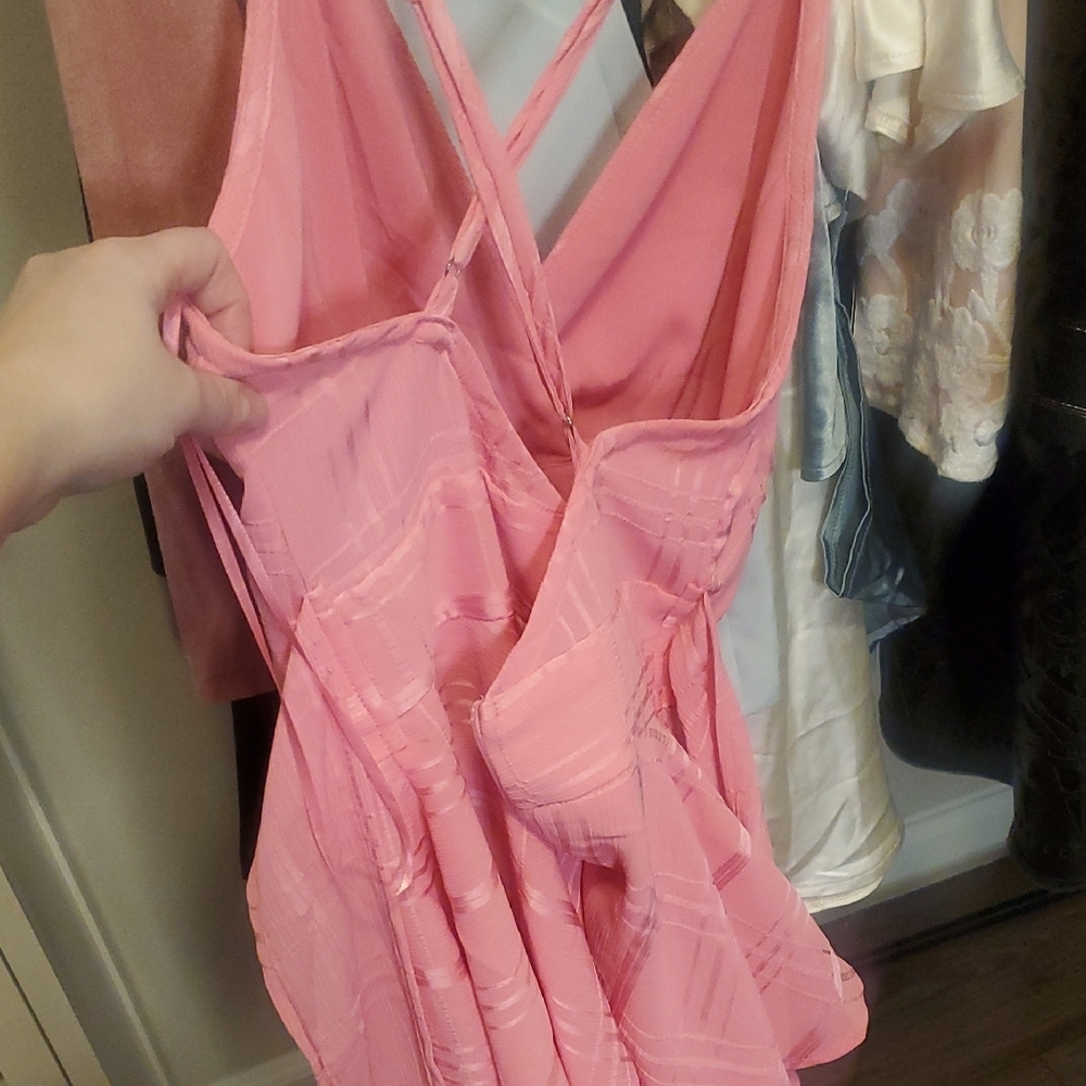 Pink Lily Pink V-Neck Tiered Mini Dress - Picture 5 of 6